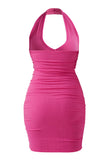 Neck Ruched Mini Dress With Built-in Shapewear