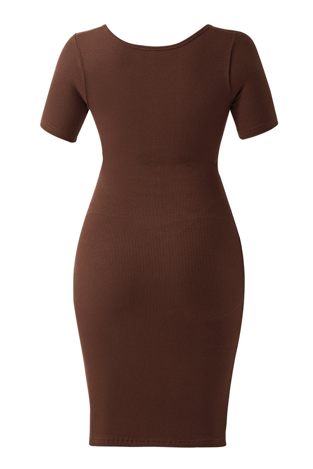 Short Sleeve Midi Dress With Built-In Shapewear