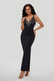 Lace Deep-V Maxi Dress With Built-in Shapewear