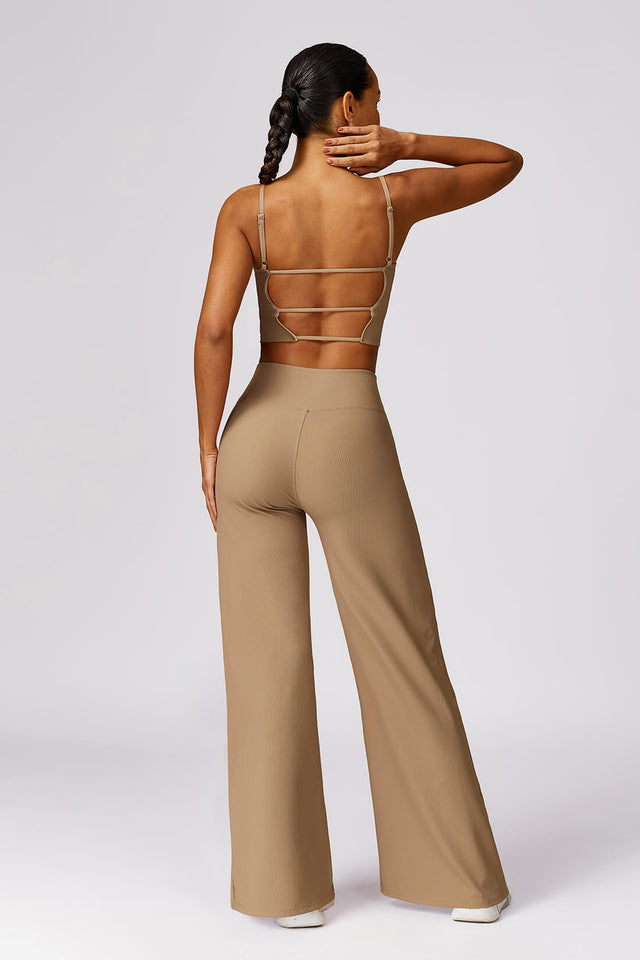 Spaghetti Strap Backless Flared Leg Set