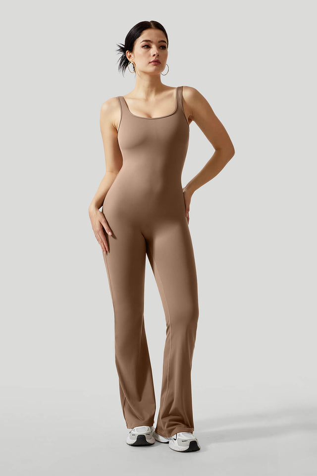 V-Back Butt Lift Flared Leg Jumpsuit