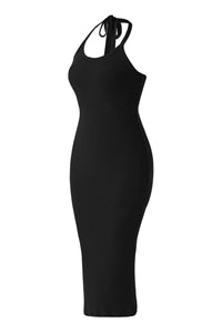 Backless Draped Neck Straps Dress With Built-in Shapewear