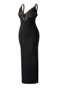 Lace Deep-V Maxi Dress With Built-in Shapewear