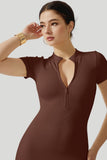 Thread Zipper Short Sleeve Dress