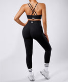 Asymmetrical Straps 2Pcs Seamless Butt Lift Legging Set