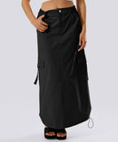 Casual Drawstring Flap Pocket Cargo Skirt