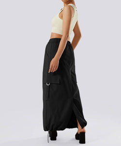 Casual Drawstring Flap Pocket Cargo Skirt