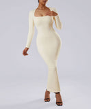 Long Sleeve Queen Anne Neckline Dress