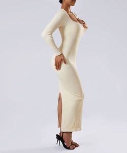 Long Sleeve Queen Anne Neckline Dress