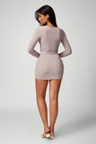 Long Sleeves Wrinkled Slim Mini Skirt Set