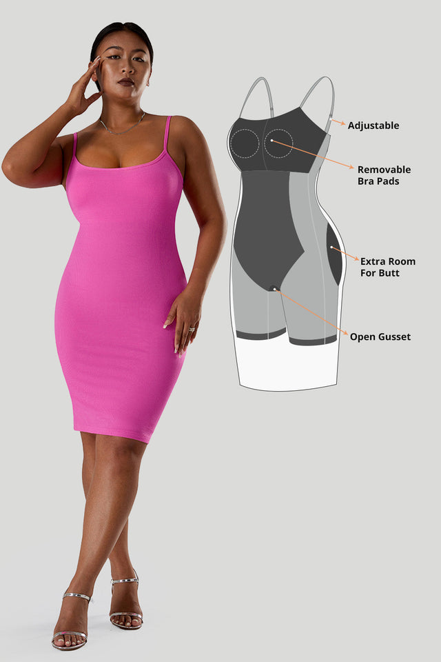 Spaghetti Strap Bodycon Dress With Built in Shapewear