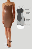 Spaghetti Strap Bodycon Dress With Built in Shapewear