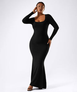 Solid Long Sleeve Maxi Dress