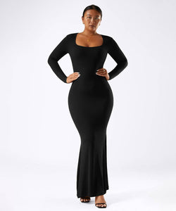 Solid Long Sleeve Maxi Dress