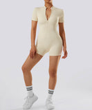 Thread Zipper Short Sleeve Romper